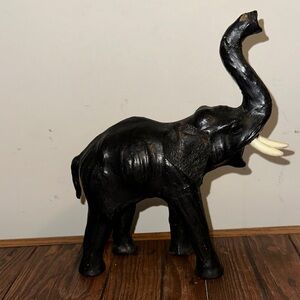 Black  Leather Elephant Sculpture